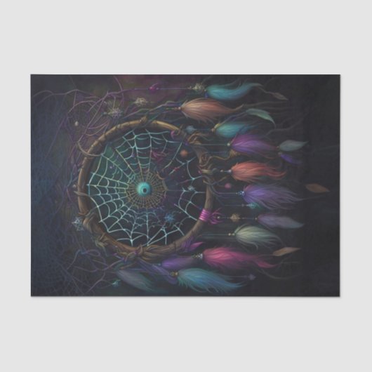 Papier Mousseline Spiderweb Dreamcatcher Découpage en plume vive (Recto)