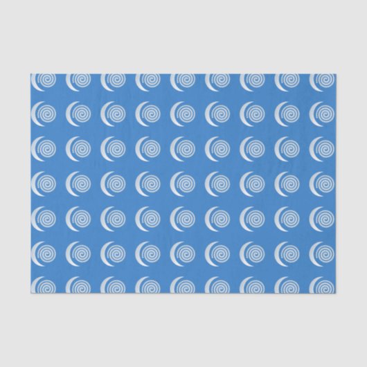 Papier Mousseline Spirale de lune d'argent sur bleu profond (Recto)