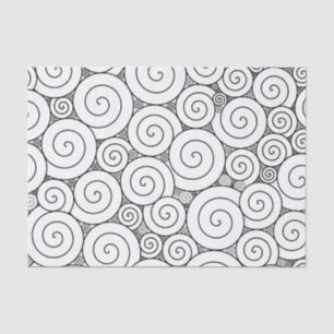 Papier Mousseline Spirales noires et blanches géométriques douces