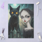 Papier Mousseline Spooky Moonlit Black Cat Halloween Decoupage (Artisanat)