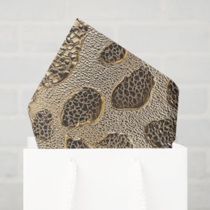 Papier Mousseline Spots métalliques Leopard Or