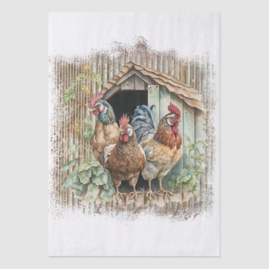 Papier Mousseline Spring Farm Chickens (Recto)