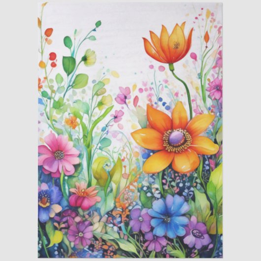 Papier Mousseline Spring Floral Colourful Tissue Paper (Recto)