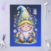 Papier Mousseline Spring Gnome with Bunny and Bluebird (Artisanat)