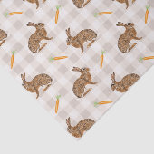 Papier Mousseline Spring Hare And Carrots Beige Gingham Easter (Détail)