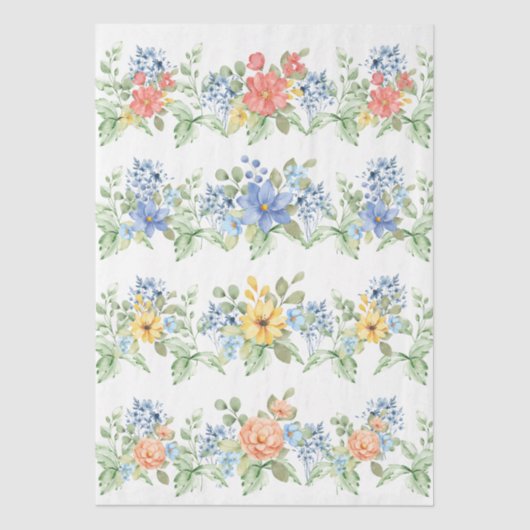Papier Mousseline Spring Pastel Florals Decoupage Paper (Recto)
