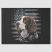 Papier Mousseline Springer Spaniel Chien Drapeau Américain (Recto)