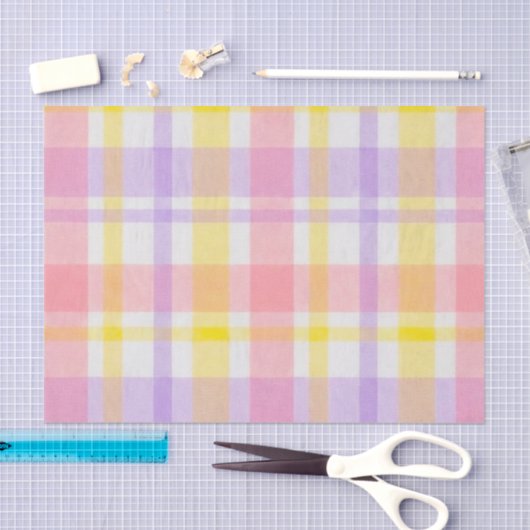 Papier Mousseline Springtime Pink Lavender Plaid  (Artisanat)