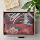 Papier Mousseline Squelette avec corbeau rose dahlia gothique Découp (Cadeau)