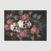Papier Mousseline Squelette crâne avec aquarelle Rose (Recto)