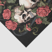 Papier Mousseline Squelette crâne avec aquarelle Rose (Détail)