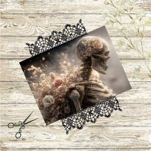 Papier Mousseline Squelette de découpage floral rose argent