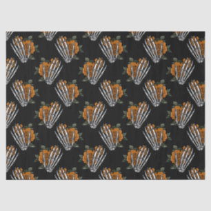 Papier Mousseline Squelette floral orange mains sur la page de décou