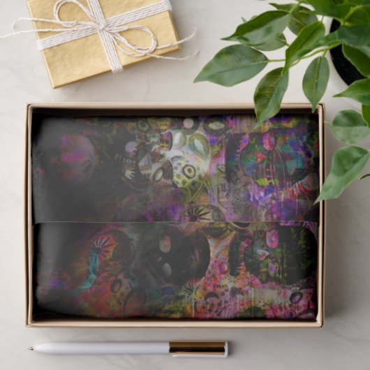 Papier Mousseline Squelette foncé (Cadeau)