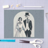 Papier Mousseline Squelette gris Halloween Mariage gothique (Artisanat)