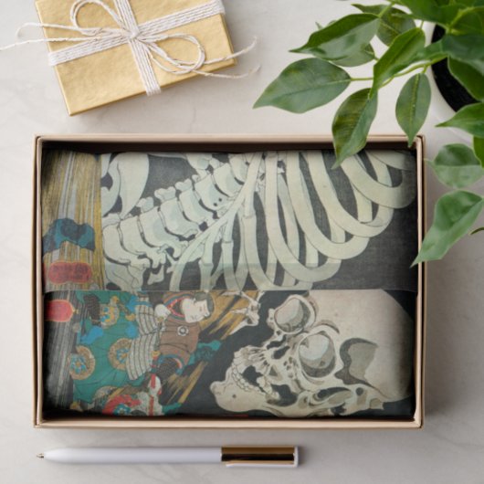 Papier Mousseline Squelette manipulé par Witch, Kuniyoshi (Cadeau)