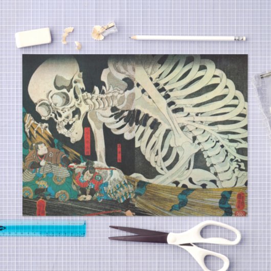 Papier Mousseline Squelette manipulé par Witch, Kuniyoshi (Artisanat)