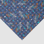 Papier Mousseline Squelettes de Loup-Garou et Vélos BMX à Motifs (Détail)