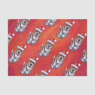 Papier Mousseline St Bernard en Motif Casquette sur rouge