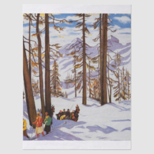 Papier Mousseline St. Moritz Vintage Skiers Élégance Alpine Art