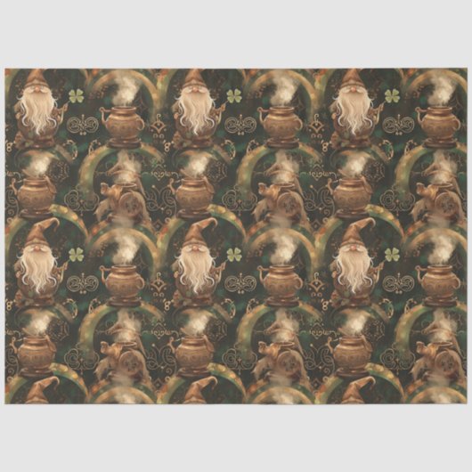 Papier Mousseline St Patrick Magic Gnome Green Clover (Recto)