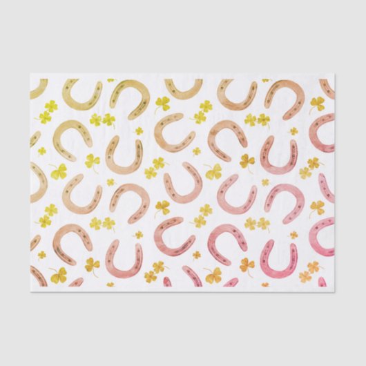 Papier Mousseline St Patrick's Day Dusty Horseshoe & Icônes Shamrock (Recto)