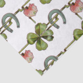 Papier Mousseline ST PATRICK'S DAY, SHAMROCKS ET HORSESHOE White (Détail)