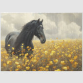 Papier Mousseline Stallion noir avec Découpage Fleur sauvage Jaune (Recto)