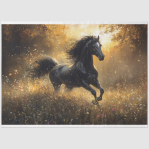 Papier Mousseline Stallion noir sauvage Mustang Découpage