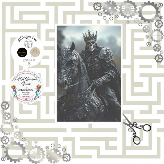 Papier Mousseline Stallion Steampunk Decoupage et squelette King