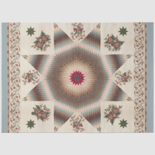 Papier Mousseline Star of Bethlehem Quilt Vintage Blue Cottagecore