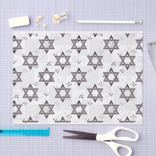 Papier Mousseline Star Of David Grey White | (Artisanat)