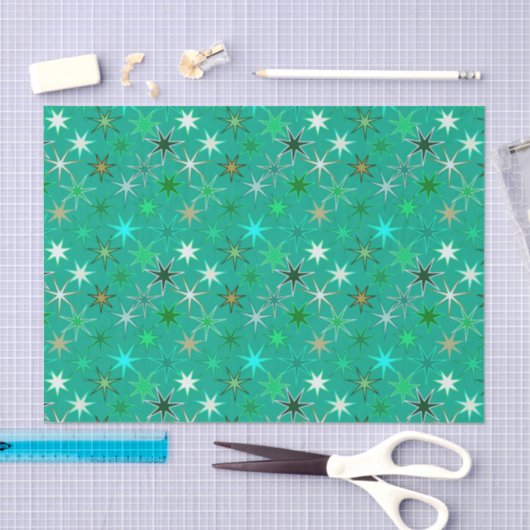 Papier Mousseline Starburst Print, Turquoise et Aqua (Artisanat)