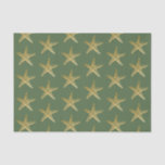 Papier Mousseline Starfish Beach Coast Christmas Seashell Gold Green<br><div class="desc">Papier Tissu de Noël Beachy avec une étoile d'or sur un arrière - plan vert festif. Le design tropical est une façon unique de célébrer des vacances sur la côte. Autres couleurs et accessoires assortis disponibles dans le Paper Grape Destinations Shop.</div>