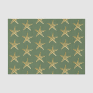 Papier Mousseline Starfish Beach Coast Christmas Seashell Gold Green