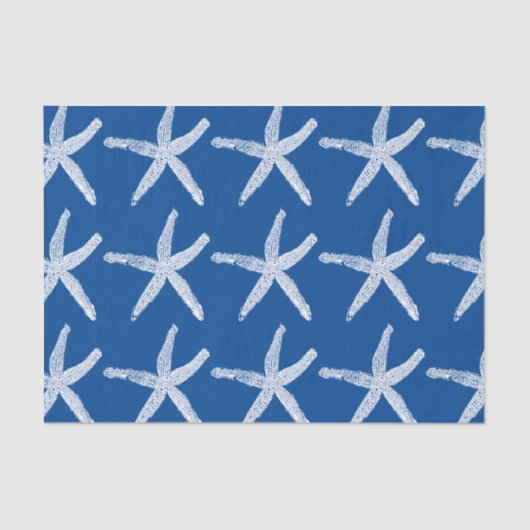 Papier Mousseline Starfish Motif Beach Nautical Coastal Navy Bleu (Recto)