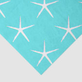 Papier Mousseline Starfish Motif Blanc Turquoise Bleu Nautique Abstr (Détail)