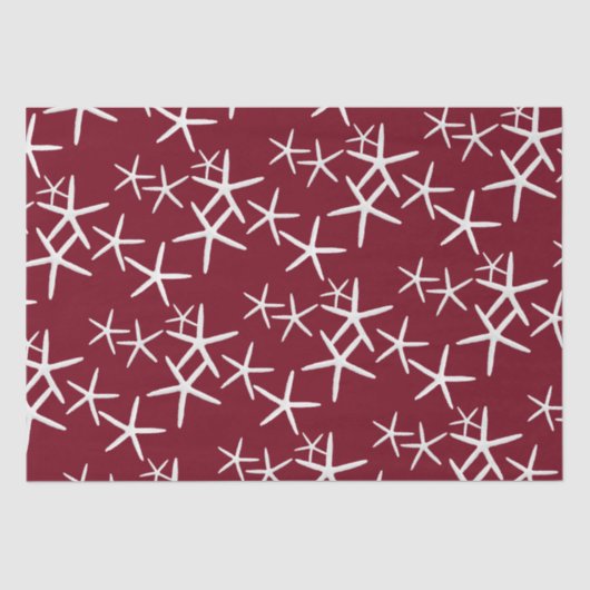 Papier Mousseline Starfish Motif Maroon Rouge Tissu Papier (Recto)