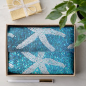 Papier Mousseline Starfish Motifs Plage nautique Parties scintillant (Cadeau)