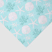 Papier Mousseline Starfish Sand Dollar Christmas Beach Aqua Blue (Détail)