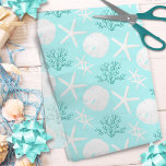 Papier Mousseline Starfish Sand Dollar Christmas Beach Aqua Blue<br><div class="desc">Ce papier de tissu bleu aqua clair a une plage de Noël motif d'étoiles de mer, de dollars de sable, et de corail de parties scintillant, parfait pour l'emballage cadeau de vacances côtier, découpage, et de l'artisanat. *Si vous souhaitez que ce design soit disponible sur d'autres produits ou si vous...</div>