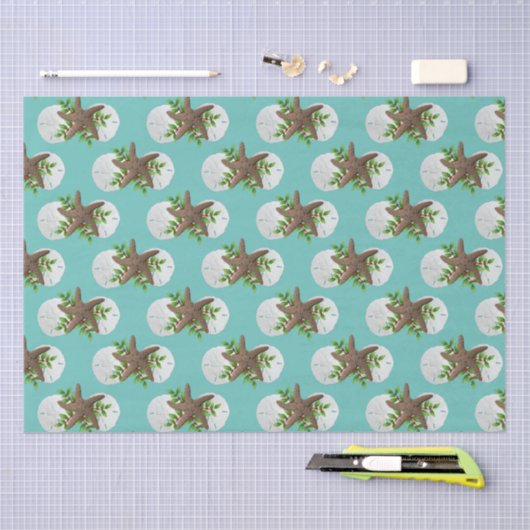 Papier Mousseline Starfish Sand Dollars Motif de Noël tropical (Artisanat)