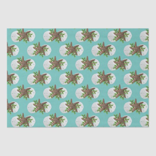 Papier Mousseline Starfish Sand Dollars Motif de Noël tropical (Recto)