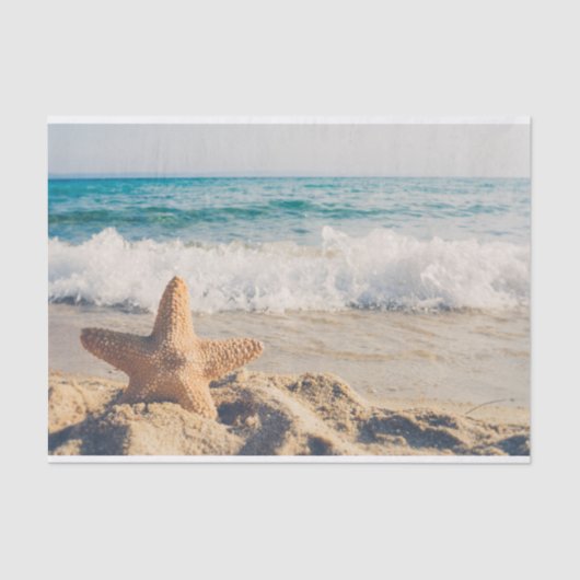 Papier Mousseline Starfish sur une plage de sable Photo (Recto)