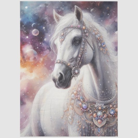 Papier Mousseline Starlight Galaxy Beautiful Horse Art Decoupage (Recto)