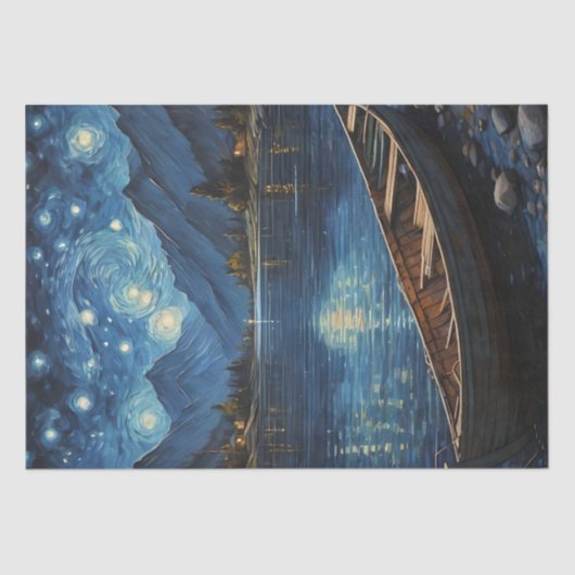 Papier Mousseline "Starlit Drift : Pêcher sous le Cosmos (Recto)