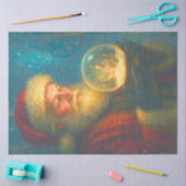 Papier Mousseline Starlit Santa Snow Globe Christmas Decoupage Paper (Artisanat)