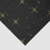 Papier Mousseline Starry Holiday Tissue Paper - Noir avec Gold Star (Détail)