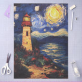 Papier Mousseline Starry Night Lighthouse Peinture Découpage (Artisanat)