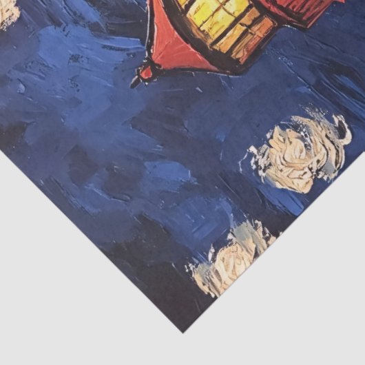 Papier Mousseline Starry Night Lighthouse Peinture Découpage (Détail)